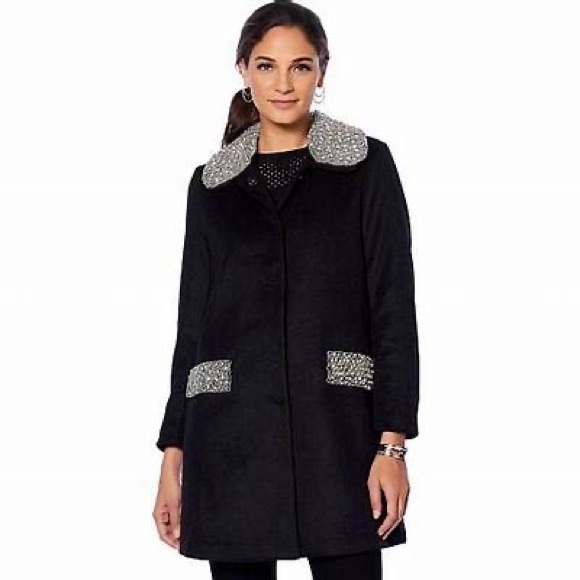 Colleen Lopez Opulence Embellished Wool Coat - Picture 10 of 11